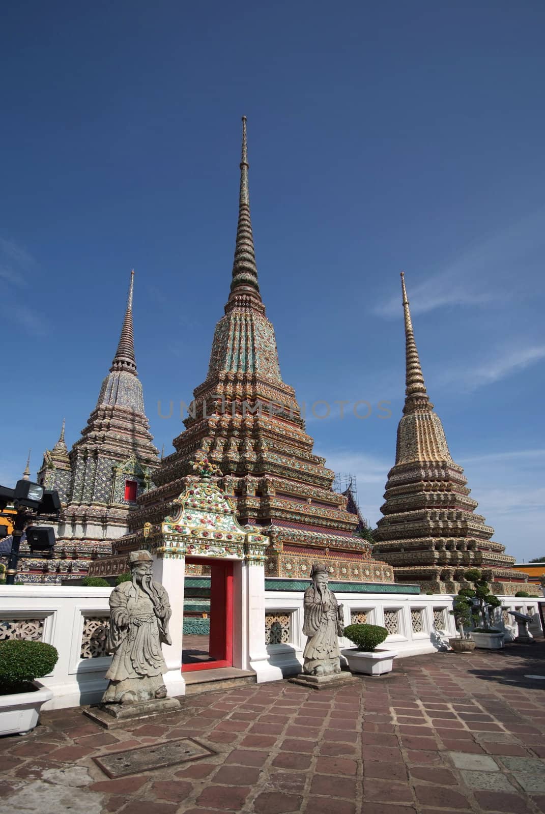 Pagodas at Wat Pho in Bangkok.