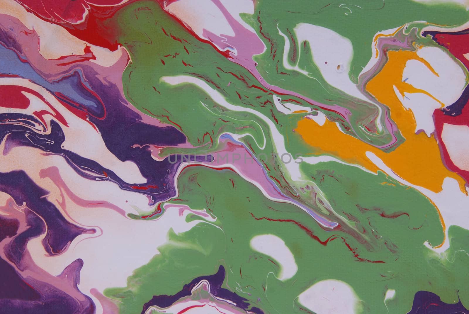 A bright, colorful abstract background created by wet paints mixing on a rotating canvas.