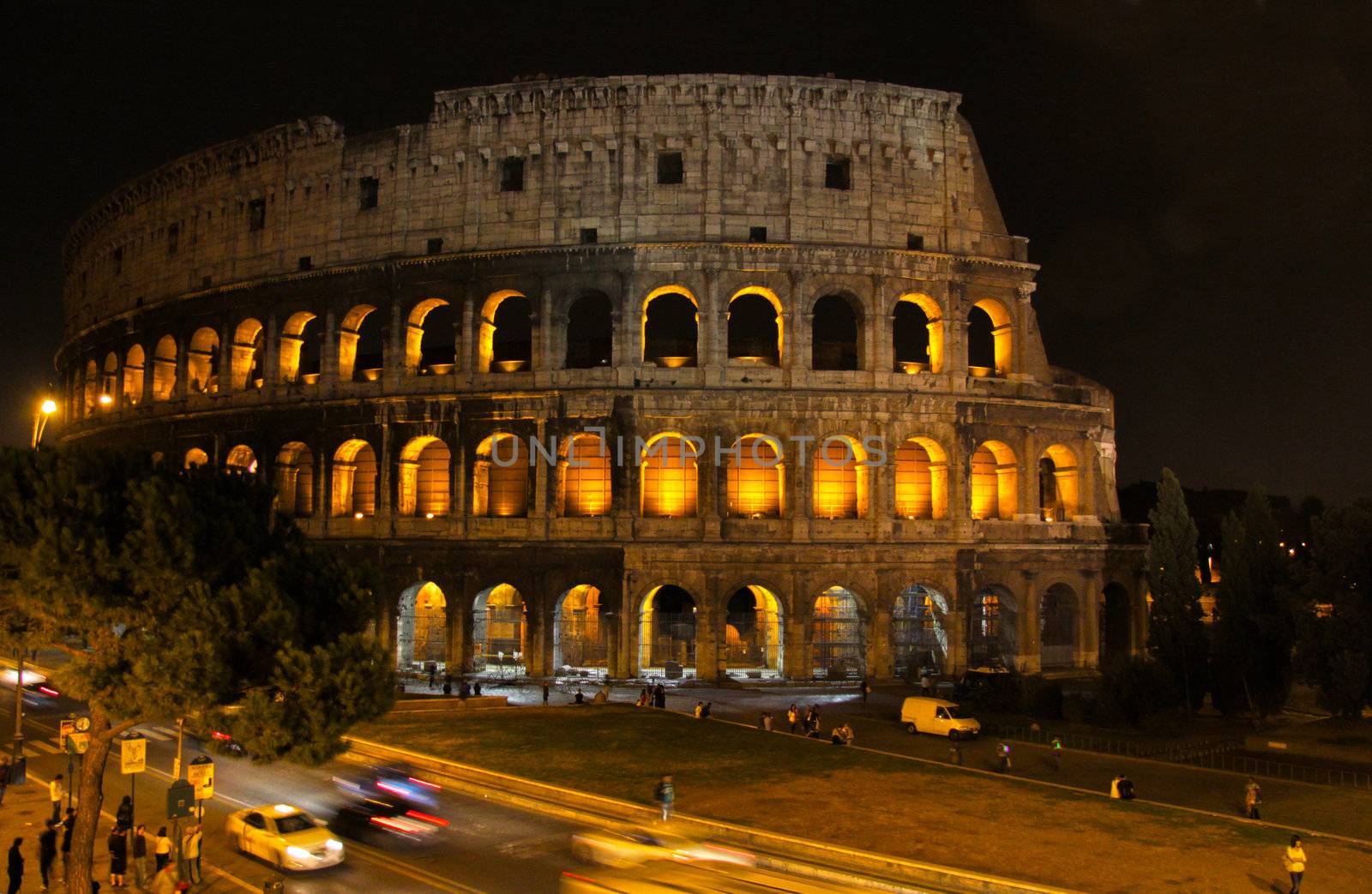 The Colosseum in Rome, Italy.  Built completed in 80 AD.  It was built by the Emperors Vespasian and Titus.
