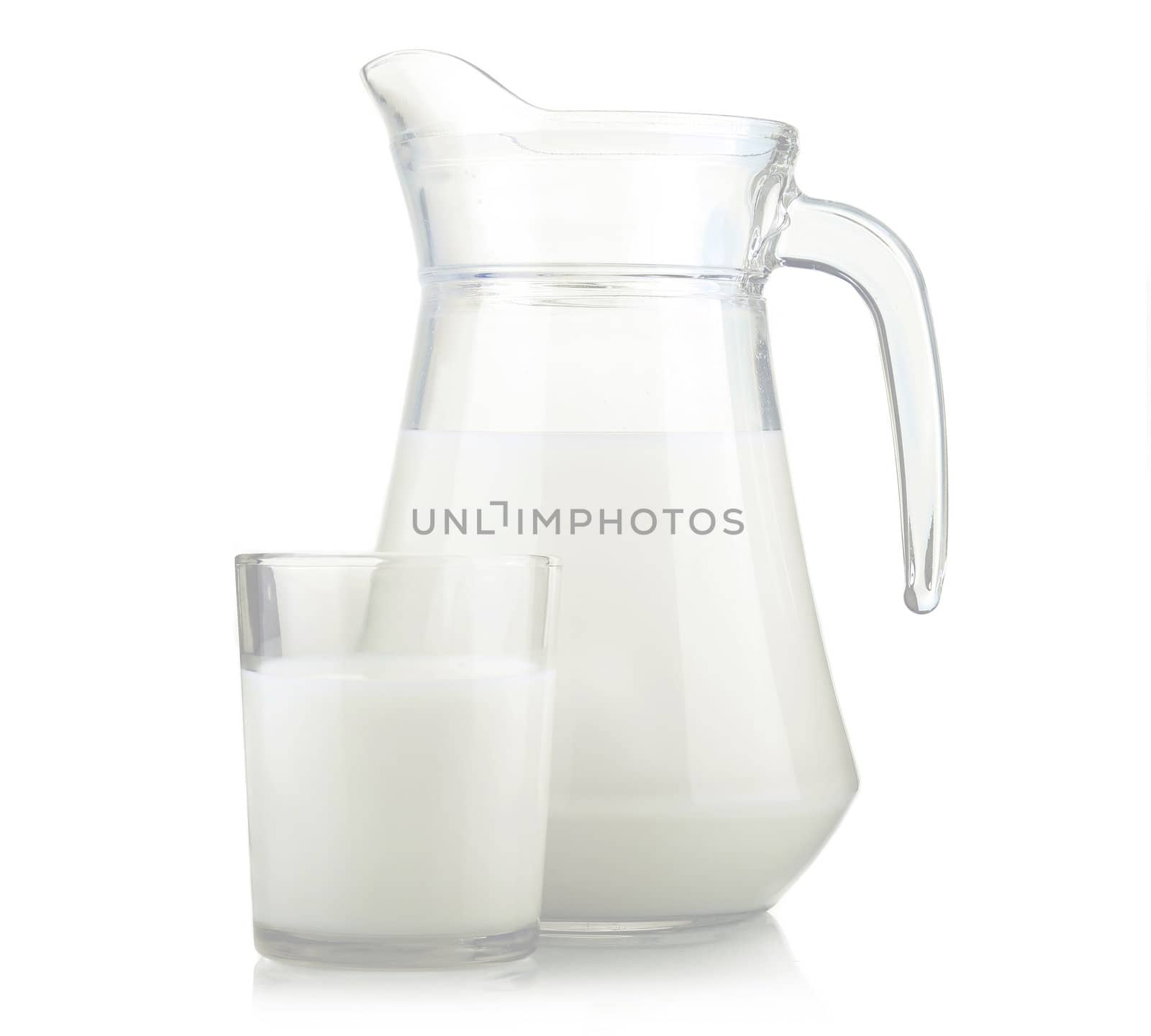 Jug and glass of milk isolated by alphacell