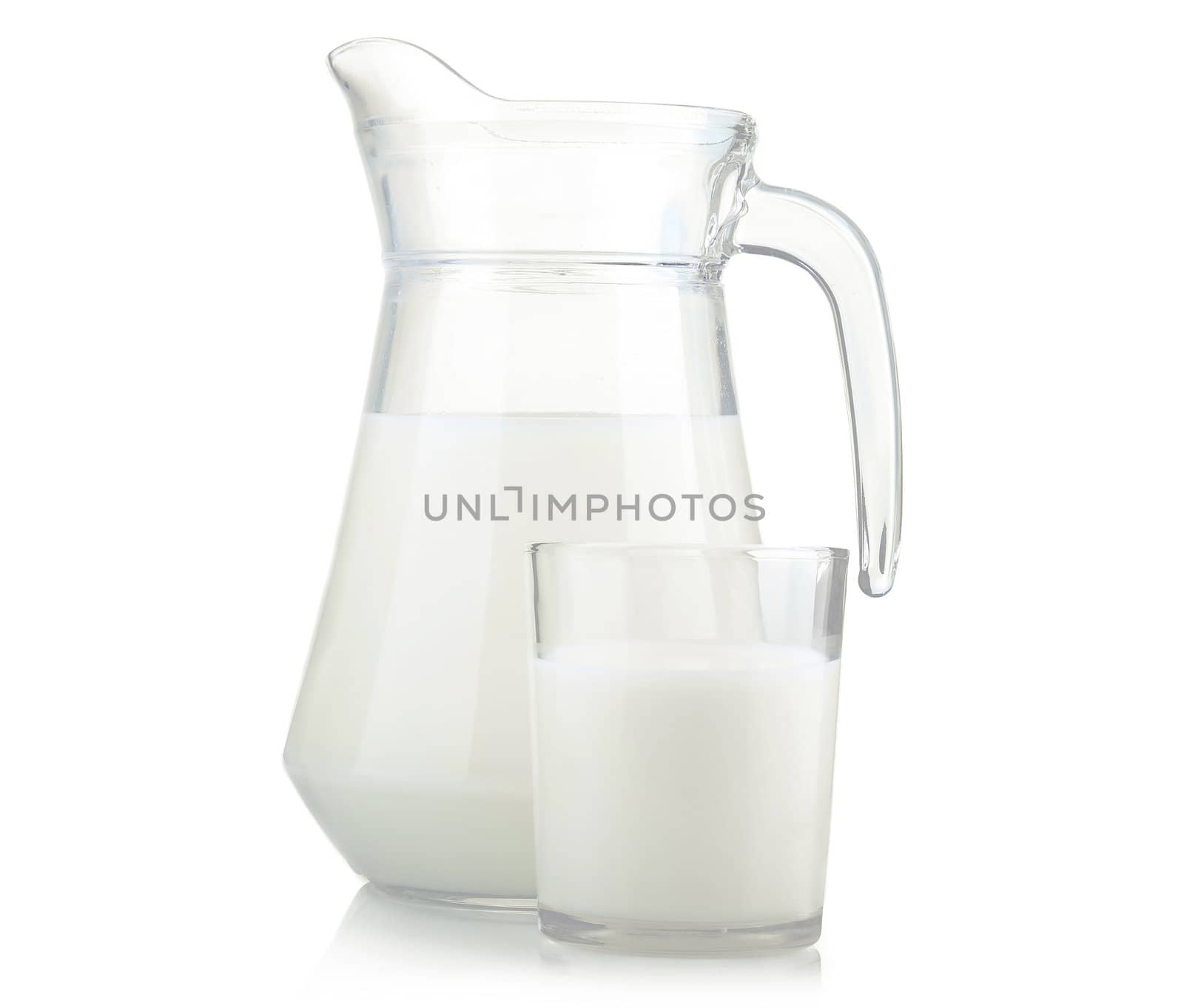 Jug and glass of milk isolated by alphacell