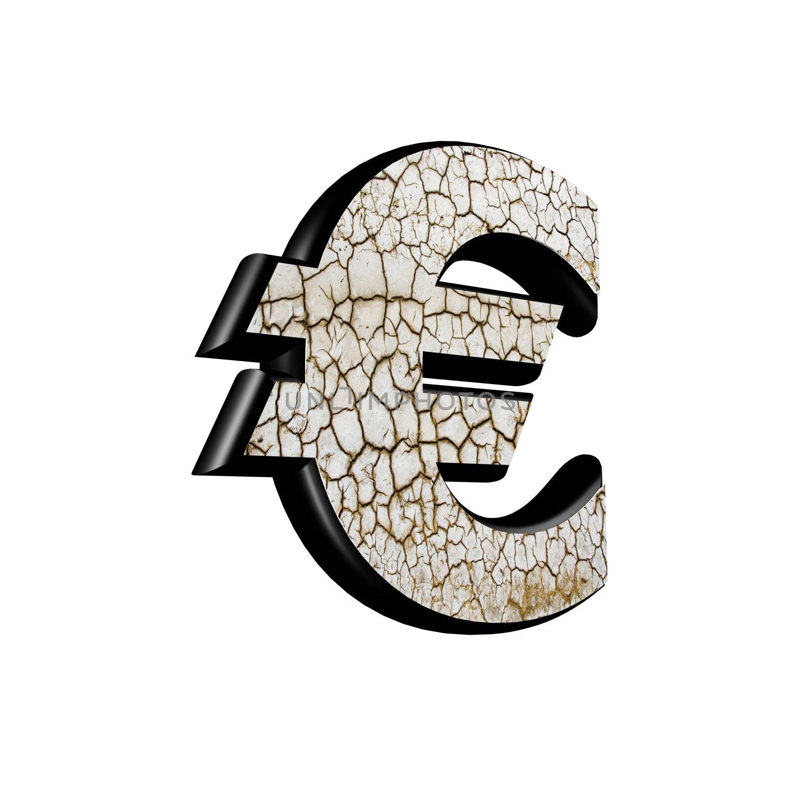 abstract 3d currency sign with dry ground texture - euros curren by chrisroll