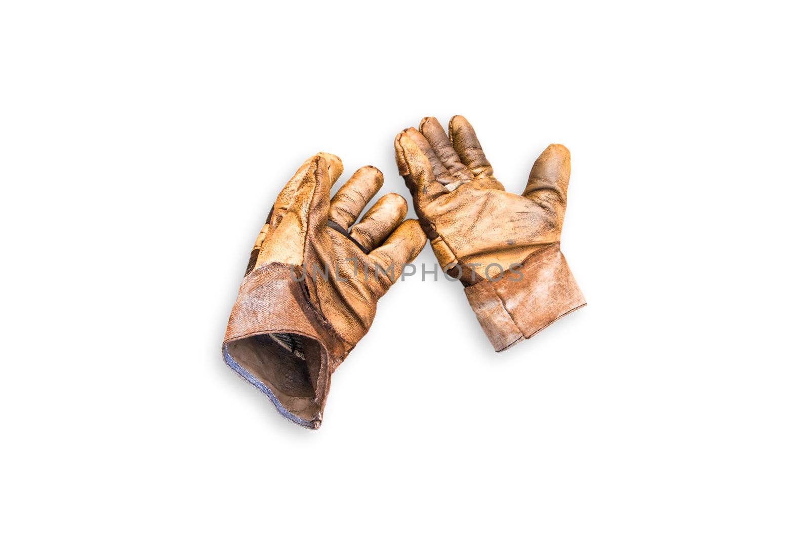 Leather gloves isolated on a white background.