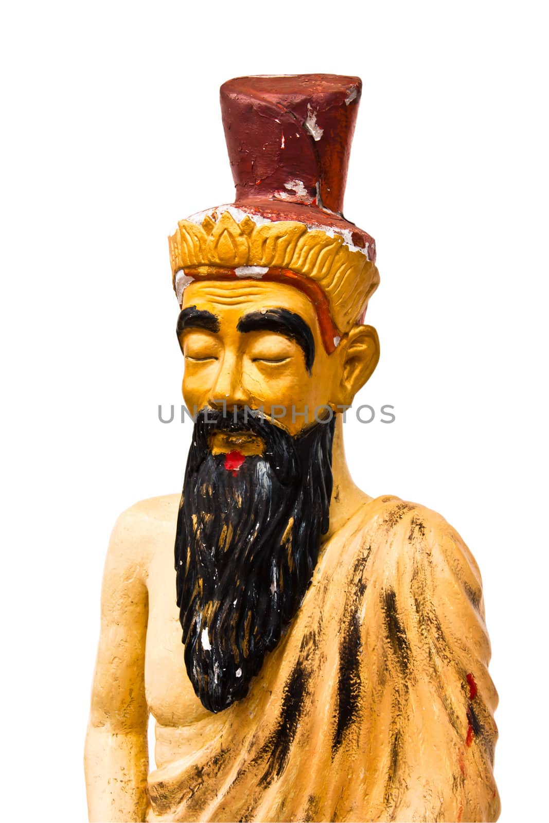 A clay-like hermit isolated on white background.