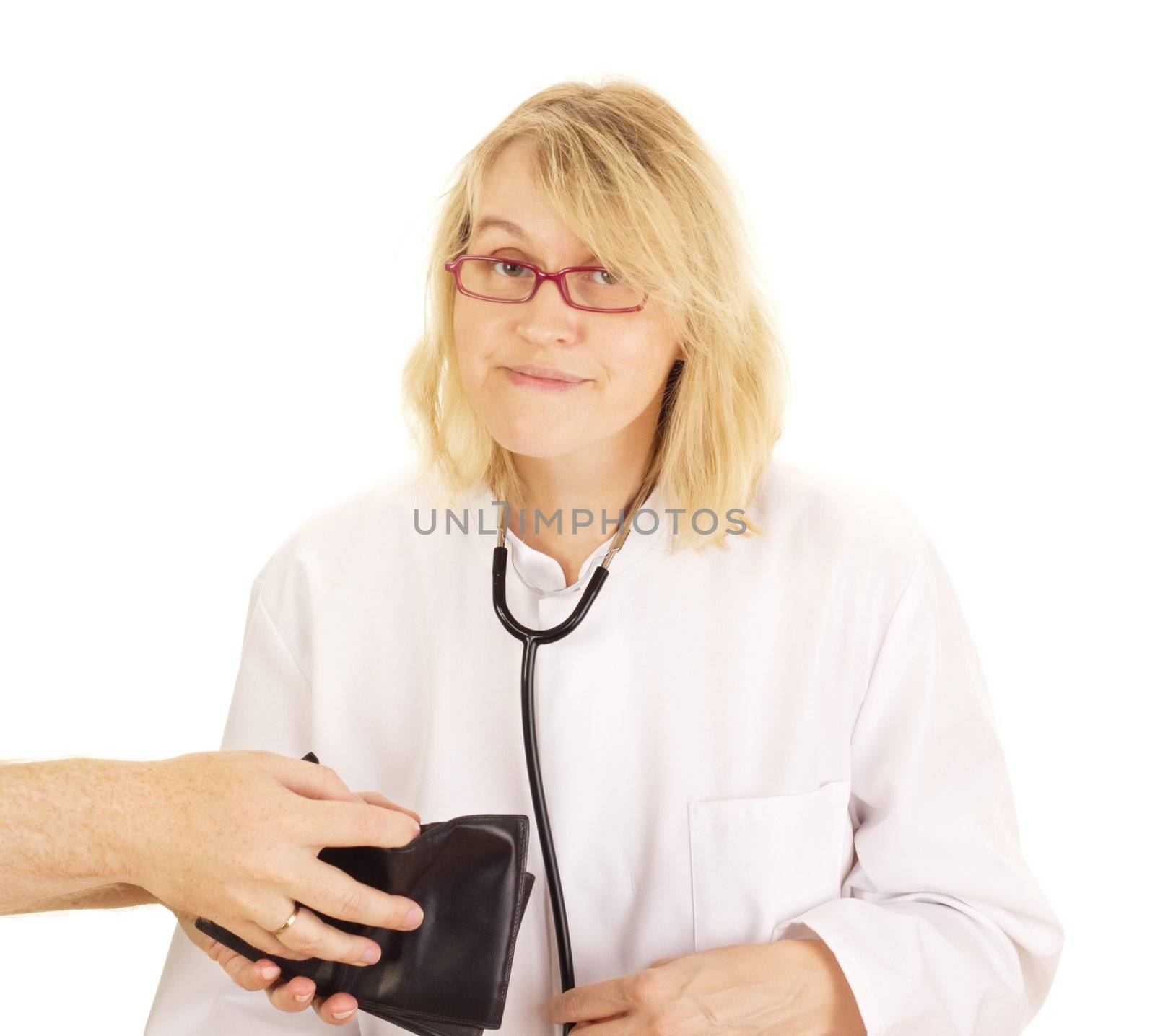 A medical doctor accepts funds