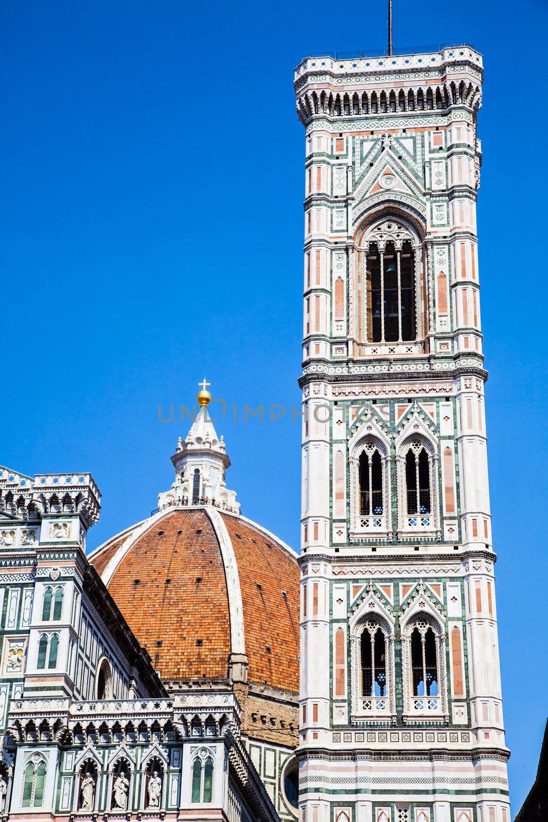 Italy, Florence. The famous landmark Campanile di Giotto, close to Duomo di Firenze