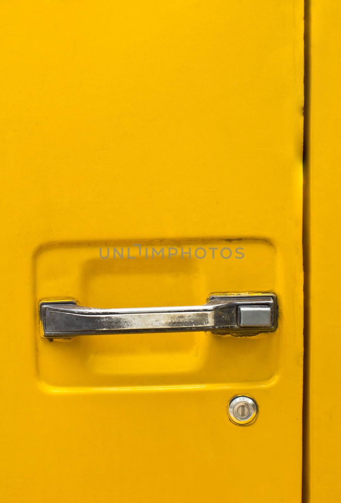 Yellow Door handle of old car