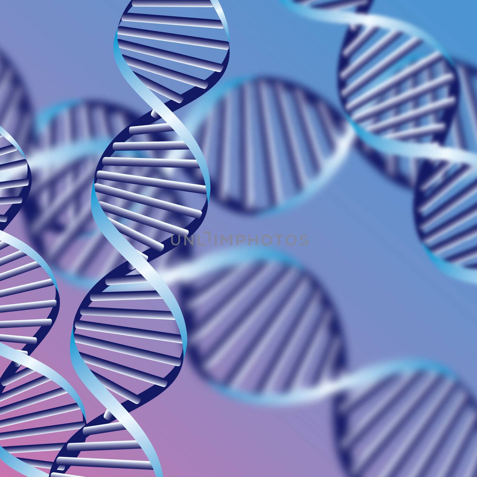 DNA helix, biochemical abstract background with defocused strands, eps10 