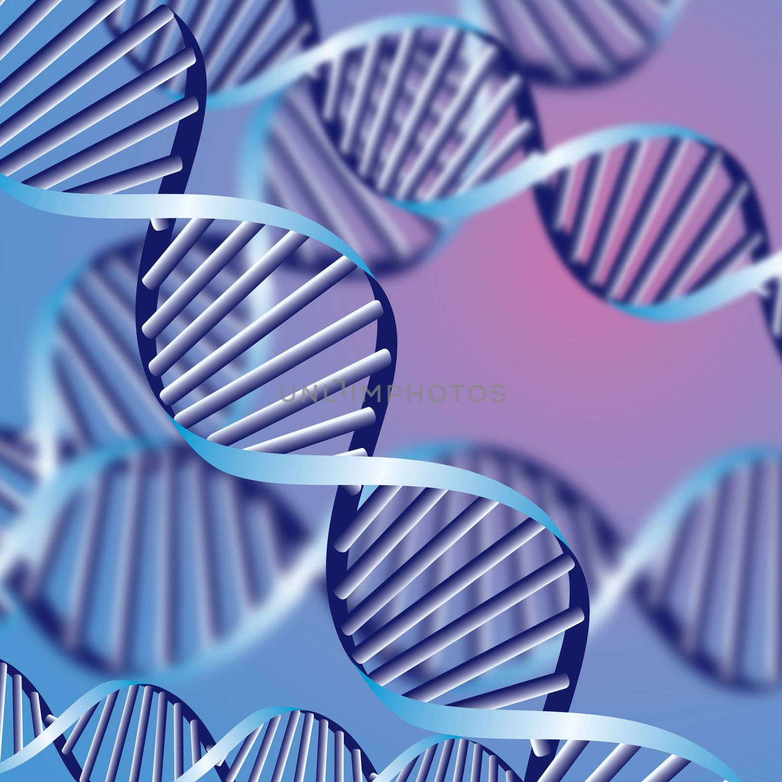 DNA helix, biochemical abstract background with defocused strands, eps10 