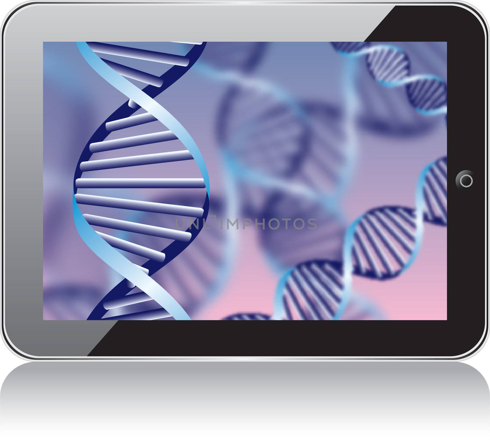 DNA helix, abstract background on the tablet sxreen. by svtrotof