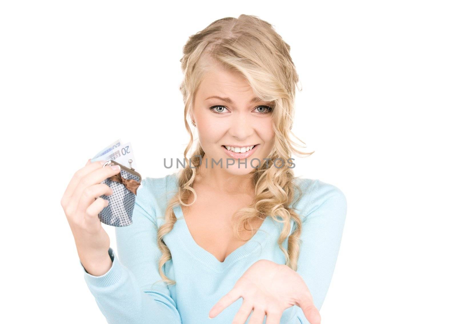 picture of lovely woman with purse and money