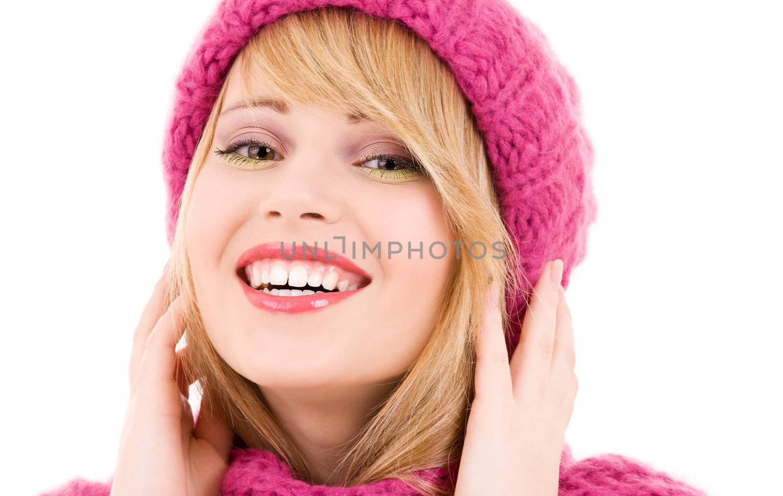 happy teenage girl in hat by dolgachov