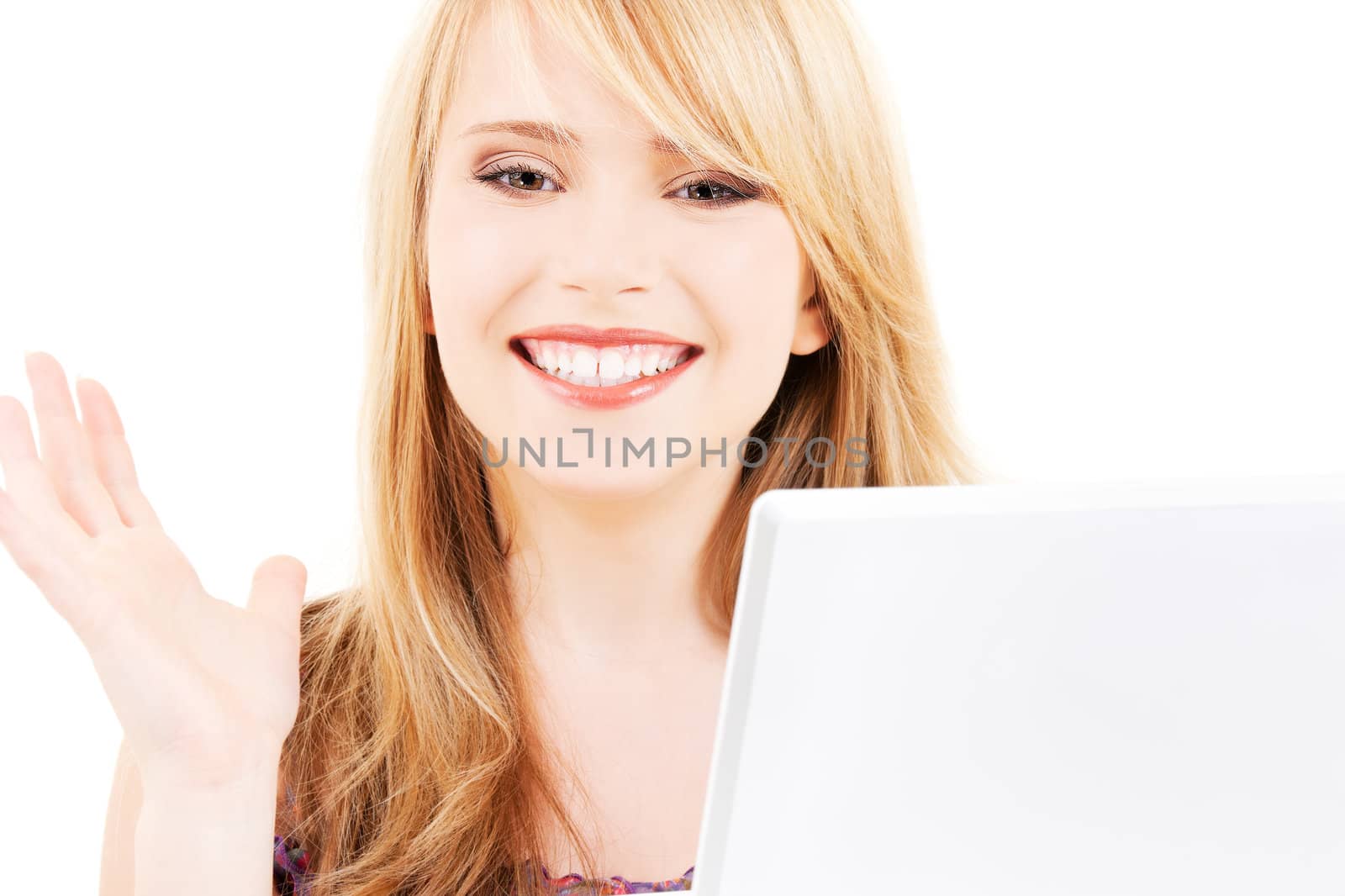 picture of teenage girl with laptop computer