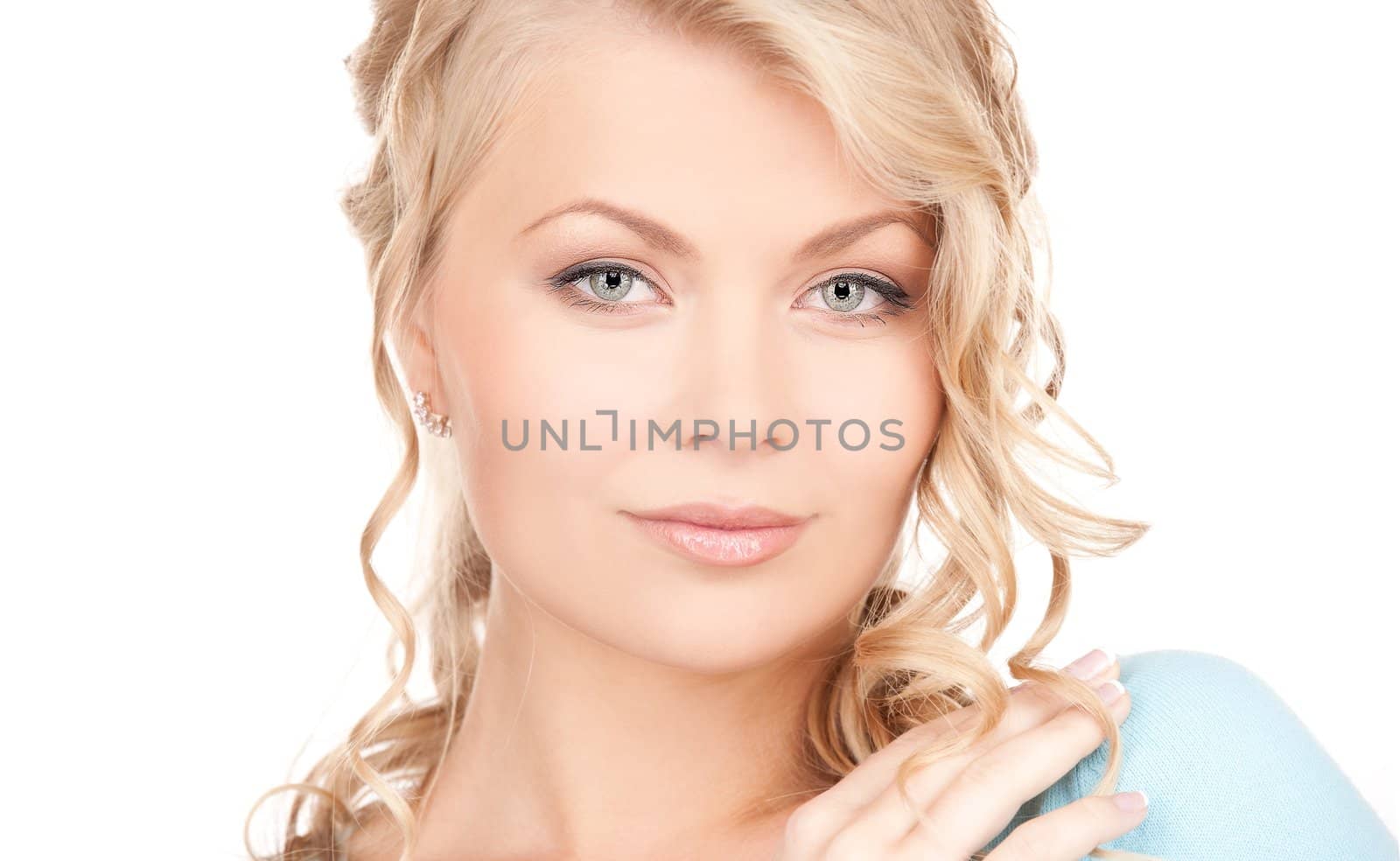 bright picture of lovely woman over white