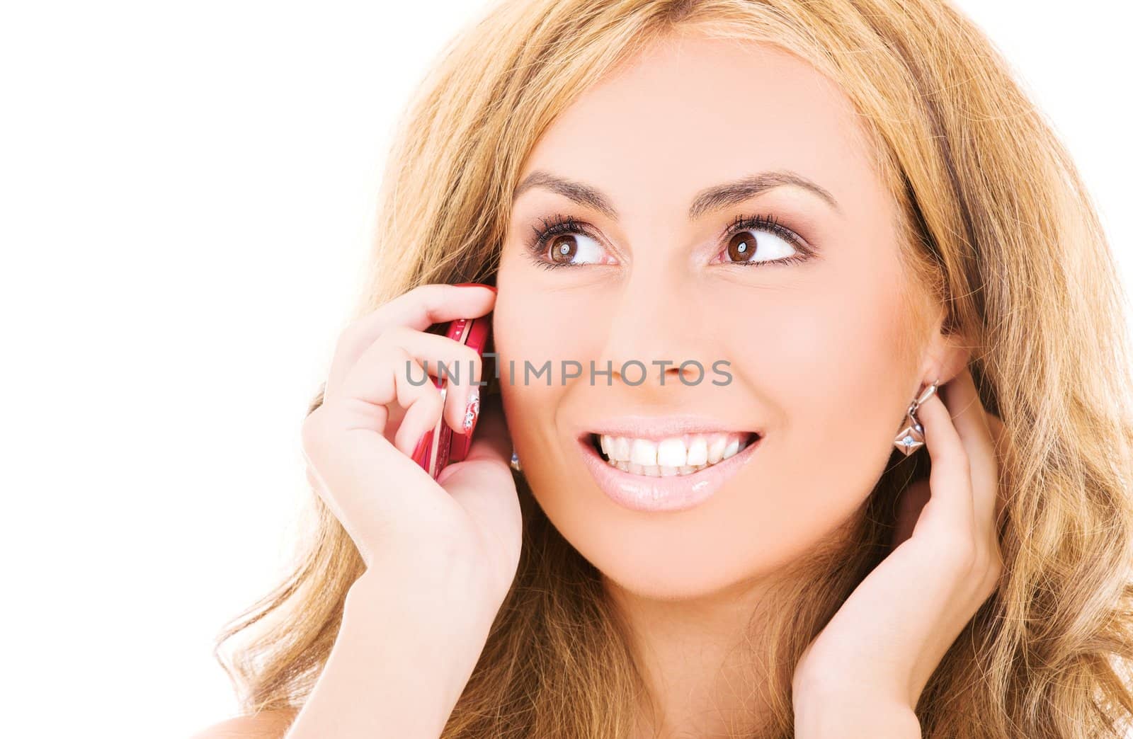 picture of happy woman with cell phone