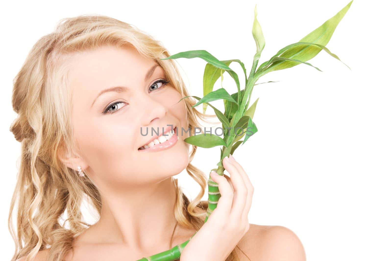 picture of woman with sprout over white