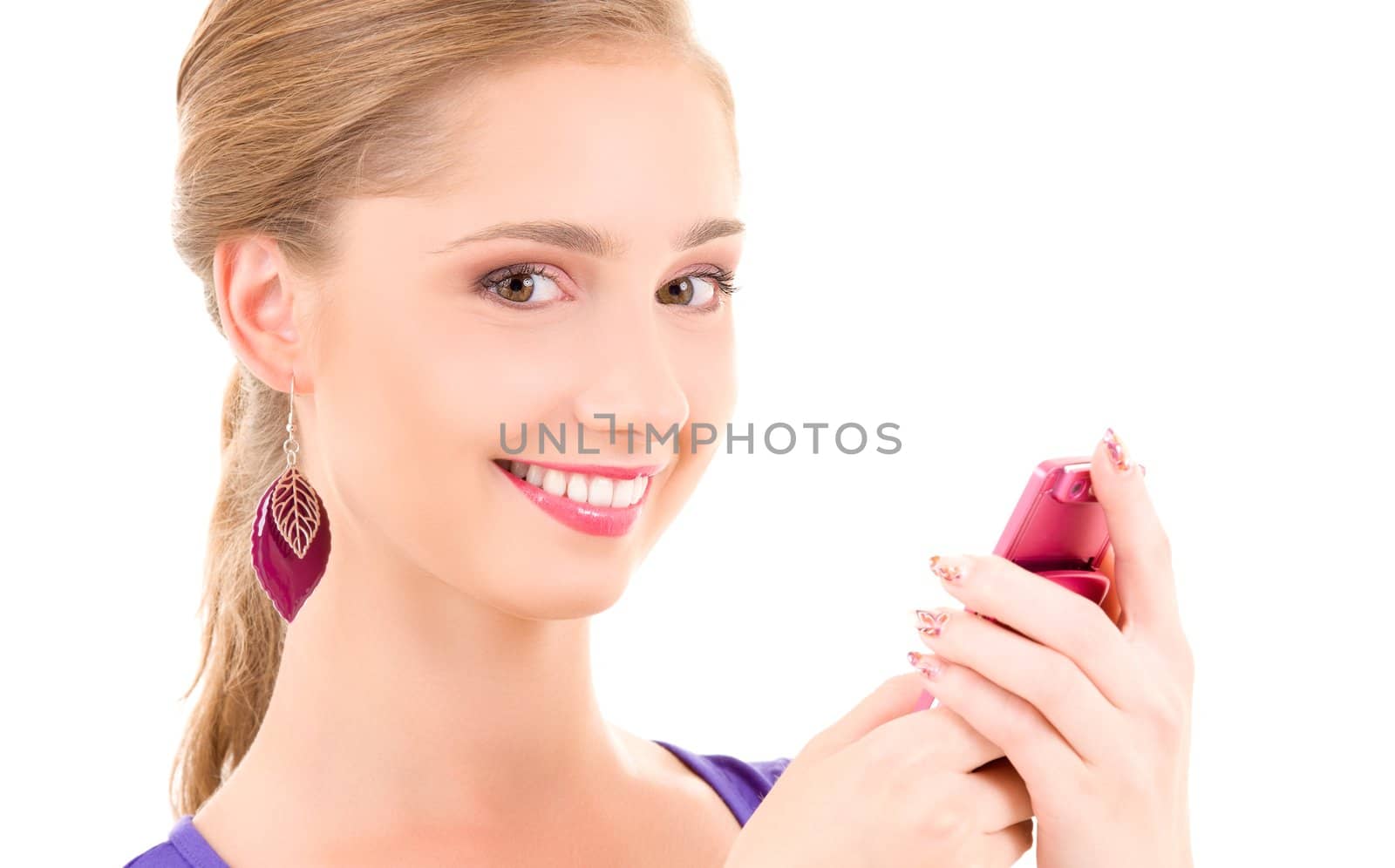 picture of happy teenage girl with cell phone