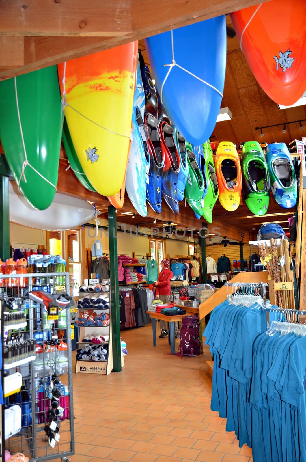BRYSON CITY, NC, USA - SEPT 9: Nantahala Outdoor Center, Sept, 9, 2012, on the Nantahala River, largest commercial outdoor guide service and retail store in the area, offering clothing and equipment for activities.