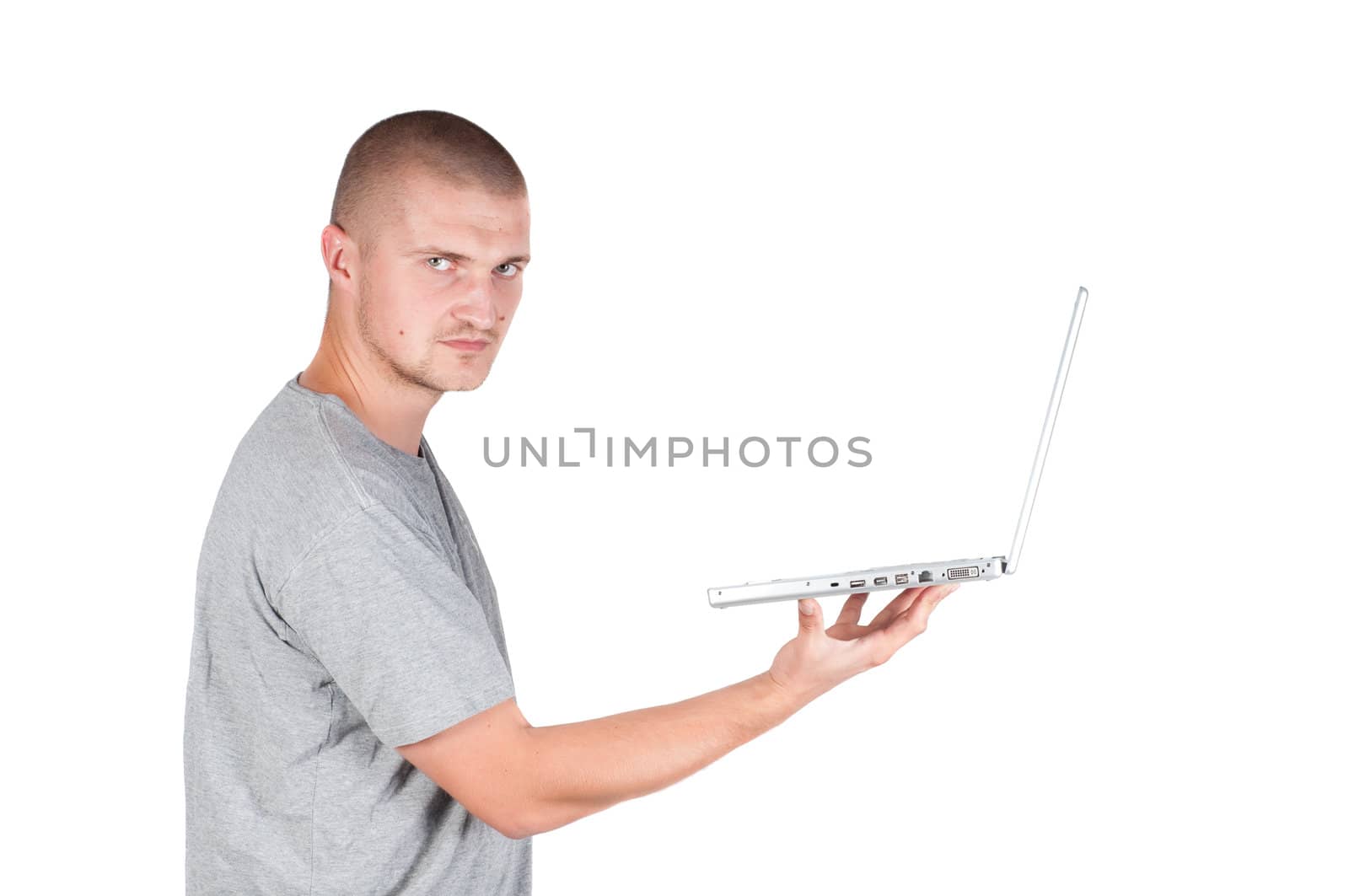 Studio shot of man isolated on white