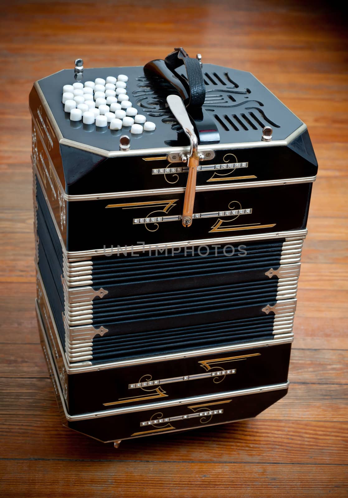 Traditional tango musical instrument, called bandoneon.