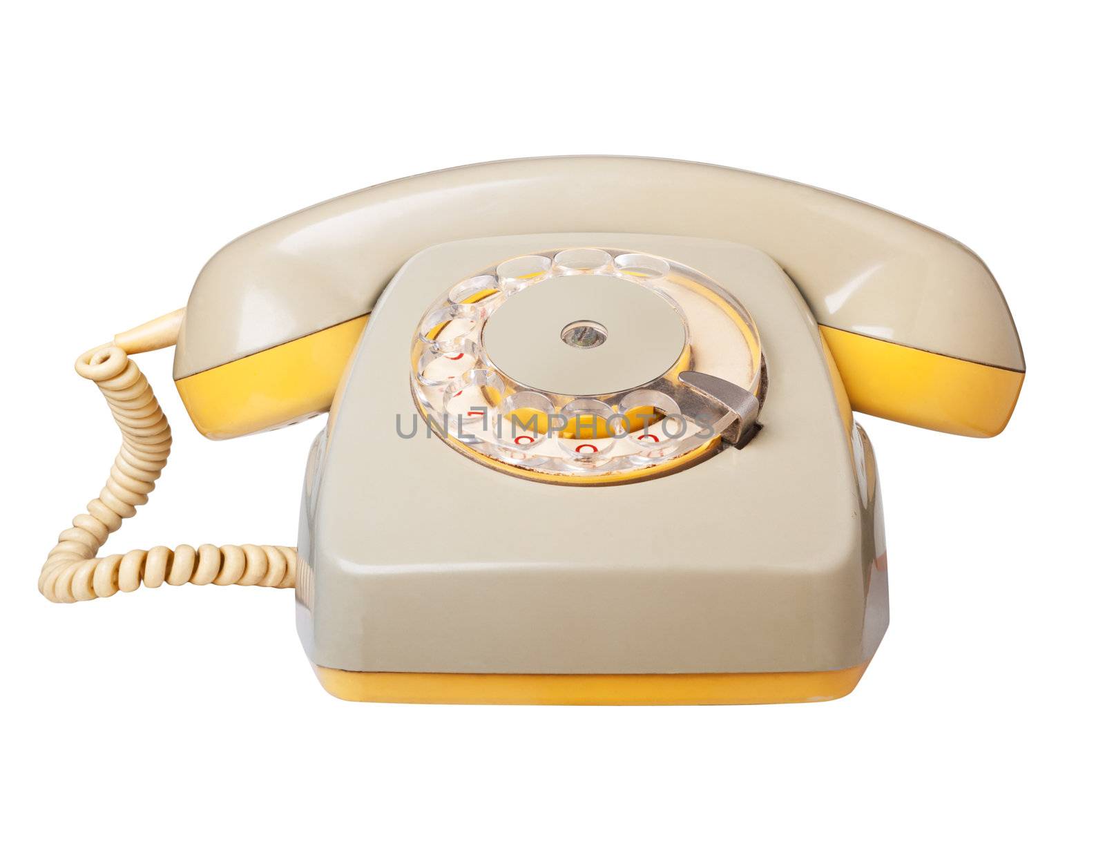 Vintage telephone isolated on white background, clipping path.