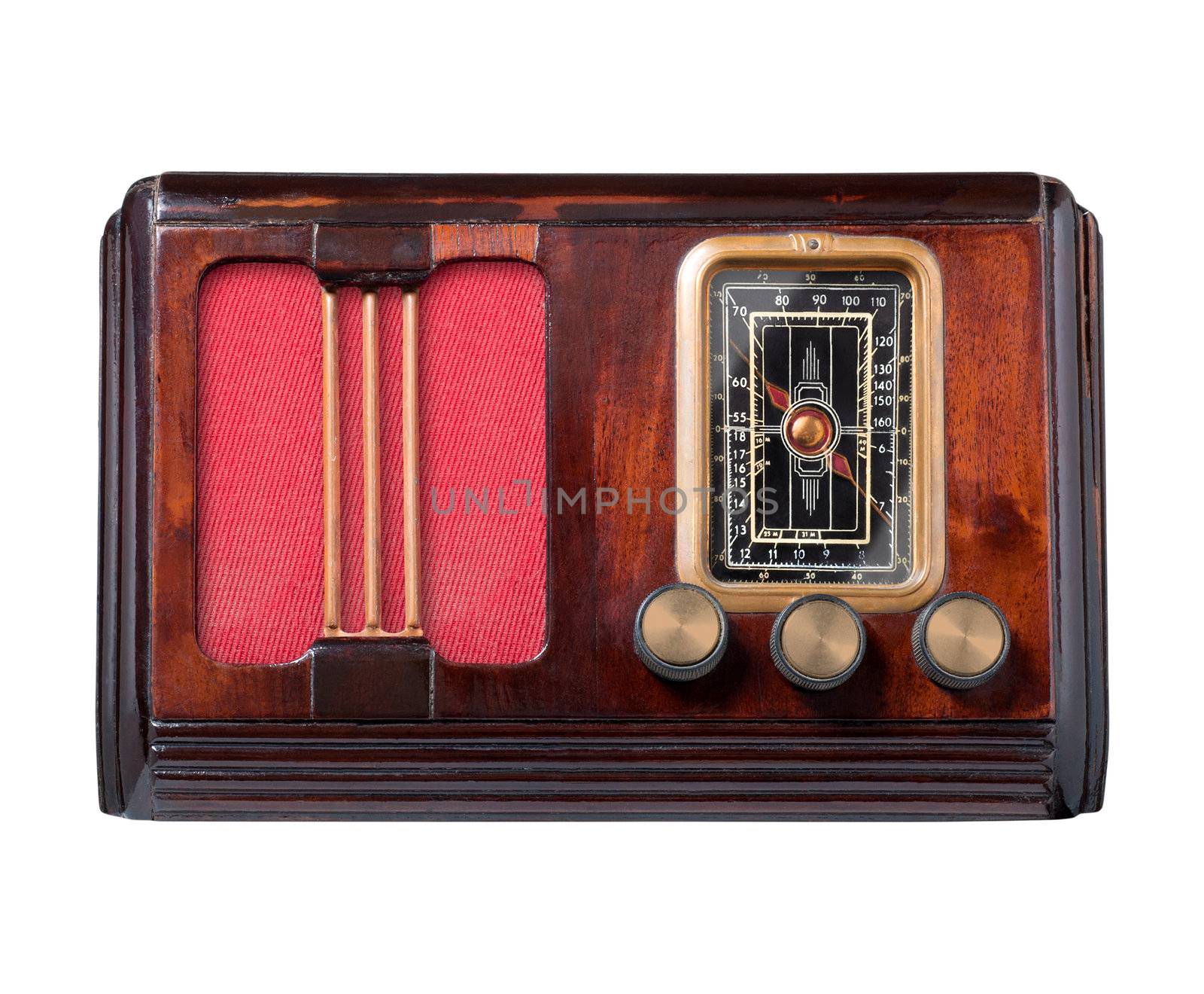 Vintage radio isolated on white, clipping path.