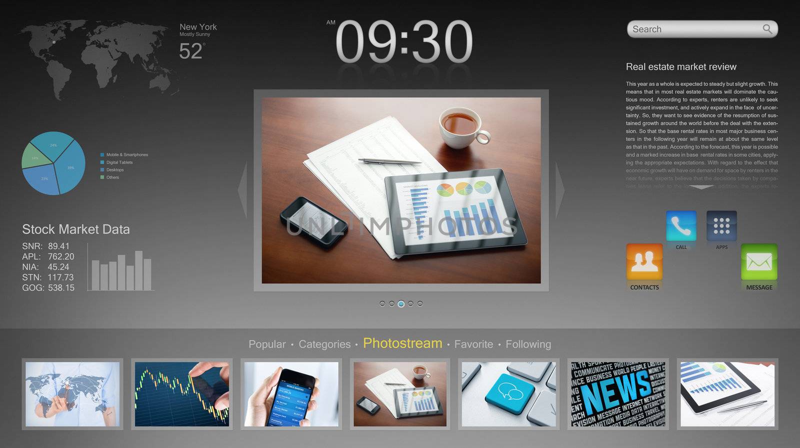 Modern desktop interface for new devices.