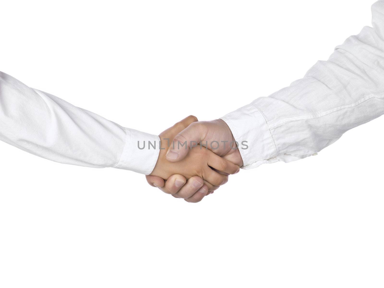 hand shaking isolated on white background