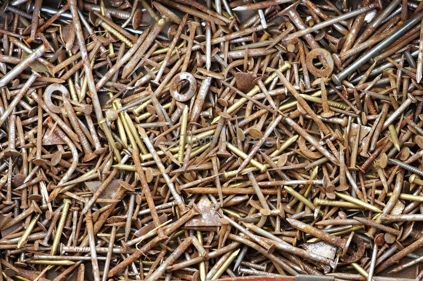 Heap of the rusty nails