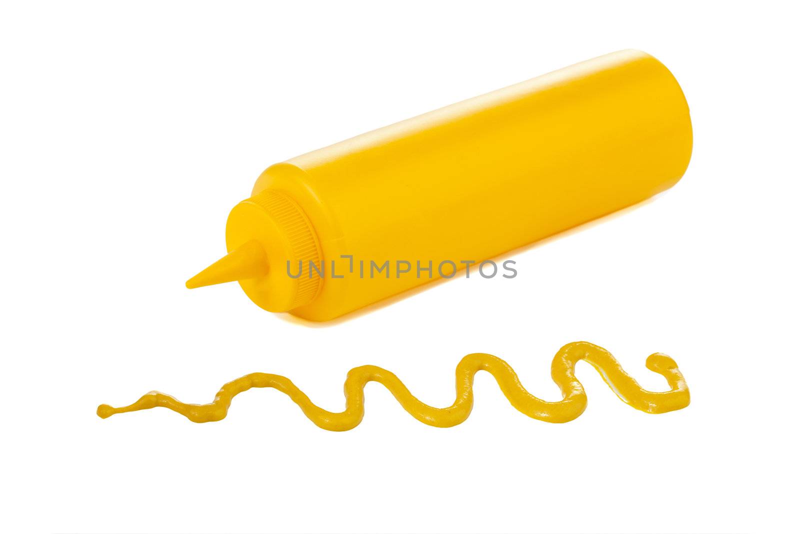 mustard bottle isolated on white background