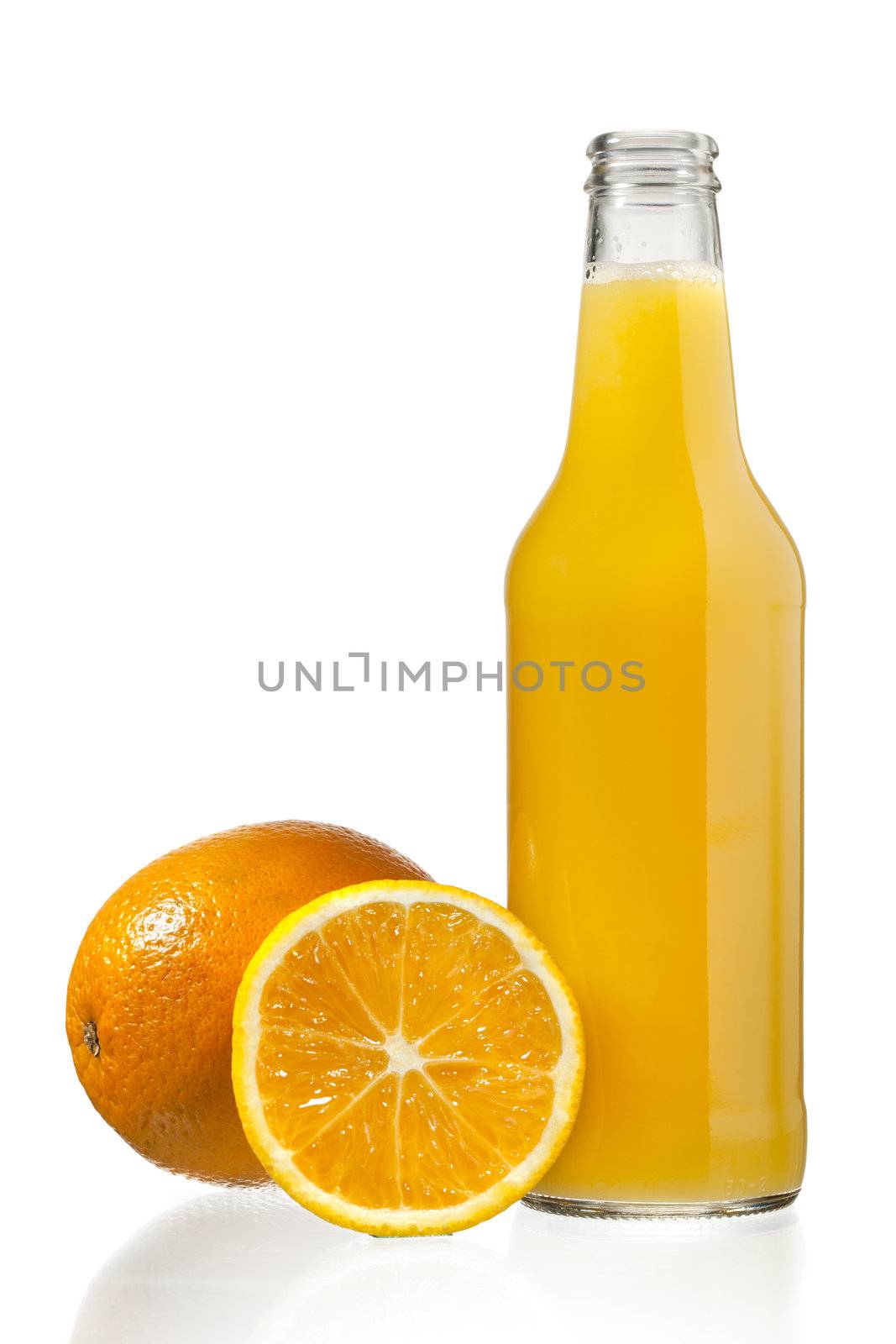 Bottle of orange juice with orange