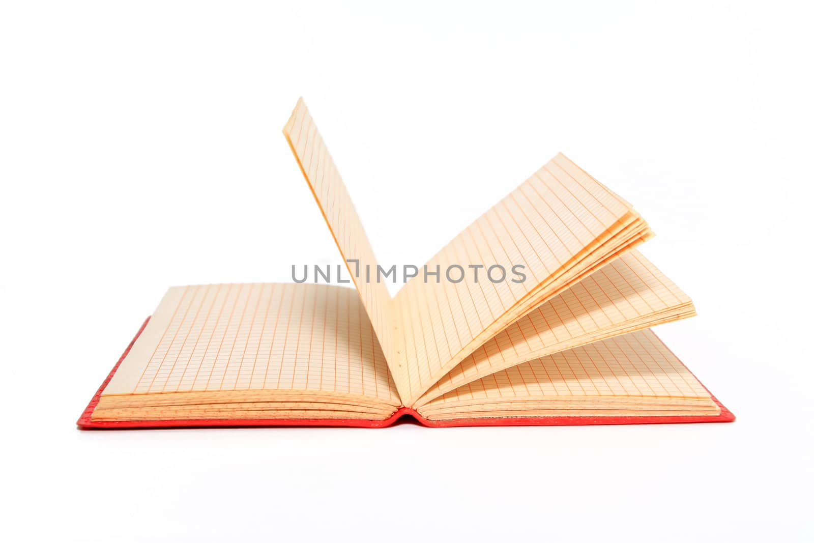 red note pad on white background