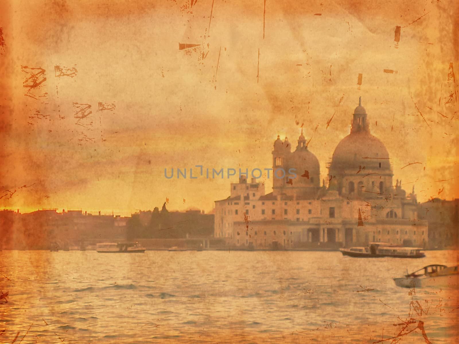 venice sunset over old paper by marinini