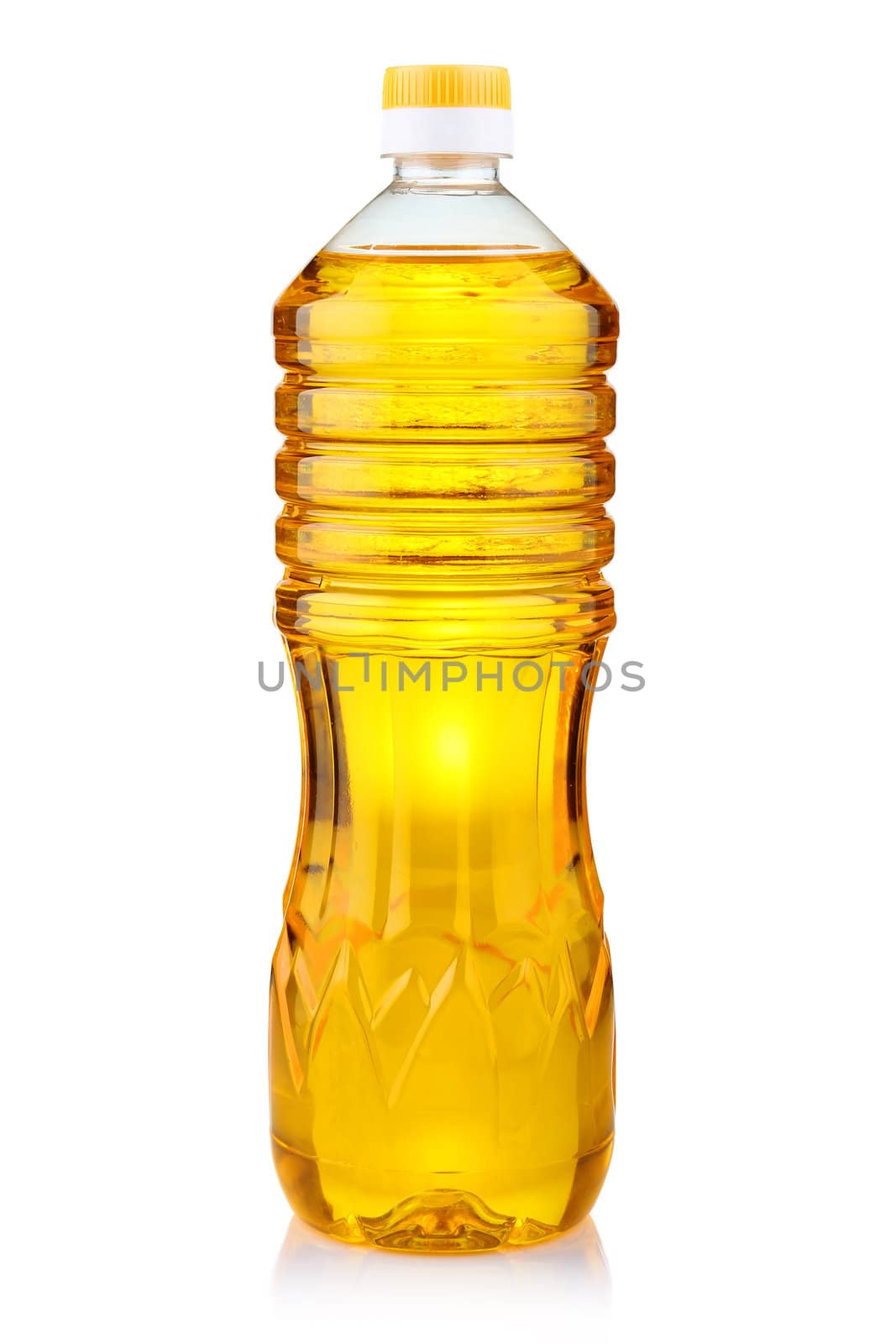 Bottle of sunflower oil isolated on white by alphacell