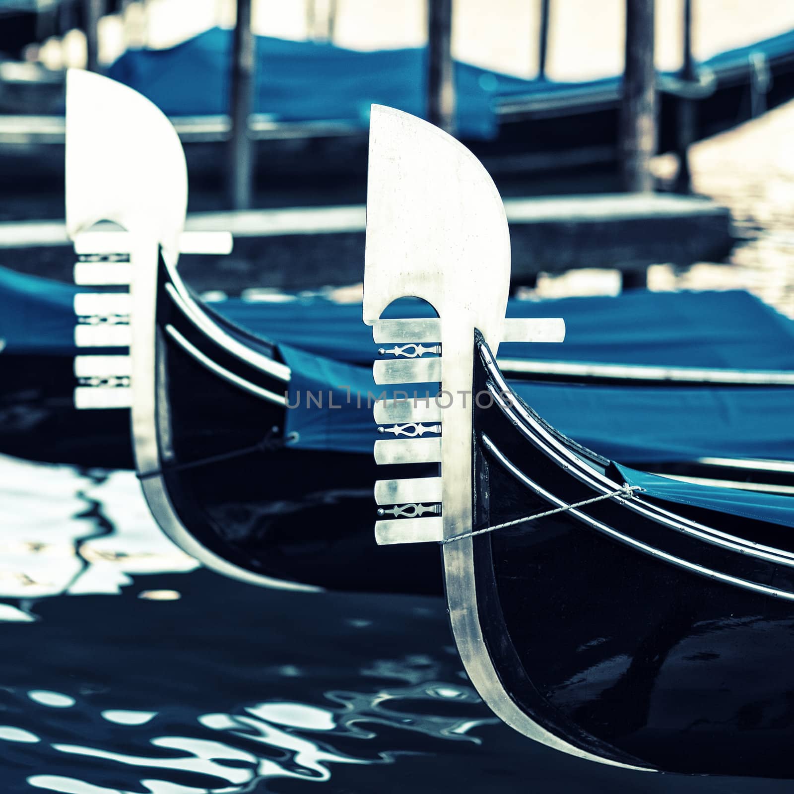 Famous typical gondolas in venice - italy 