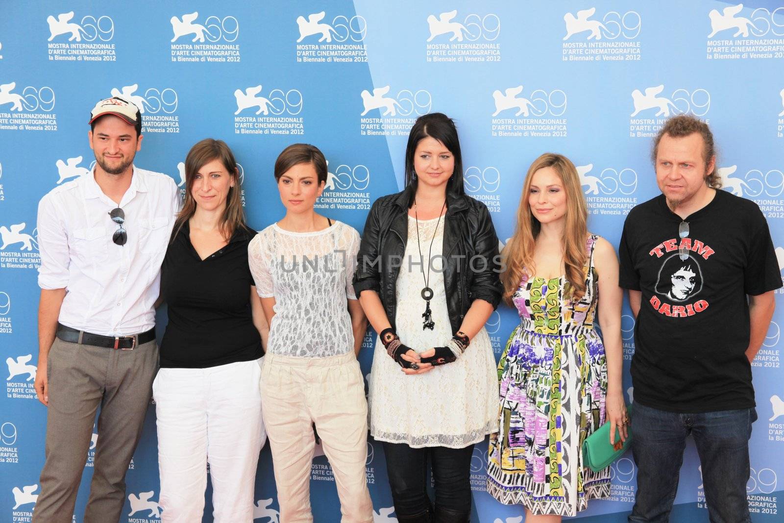 Alex Schimdt movie's cast poses for photographers at 69th Venice Film Festival
