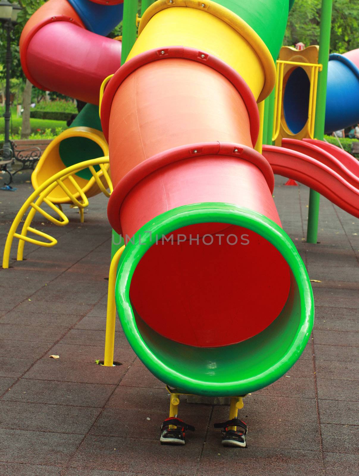 colorful children playground in park  by nuchylee