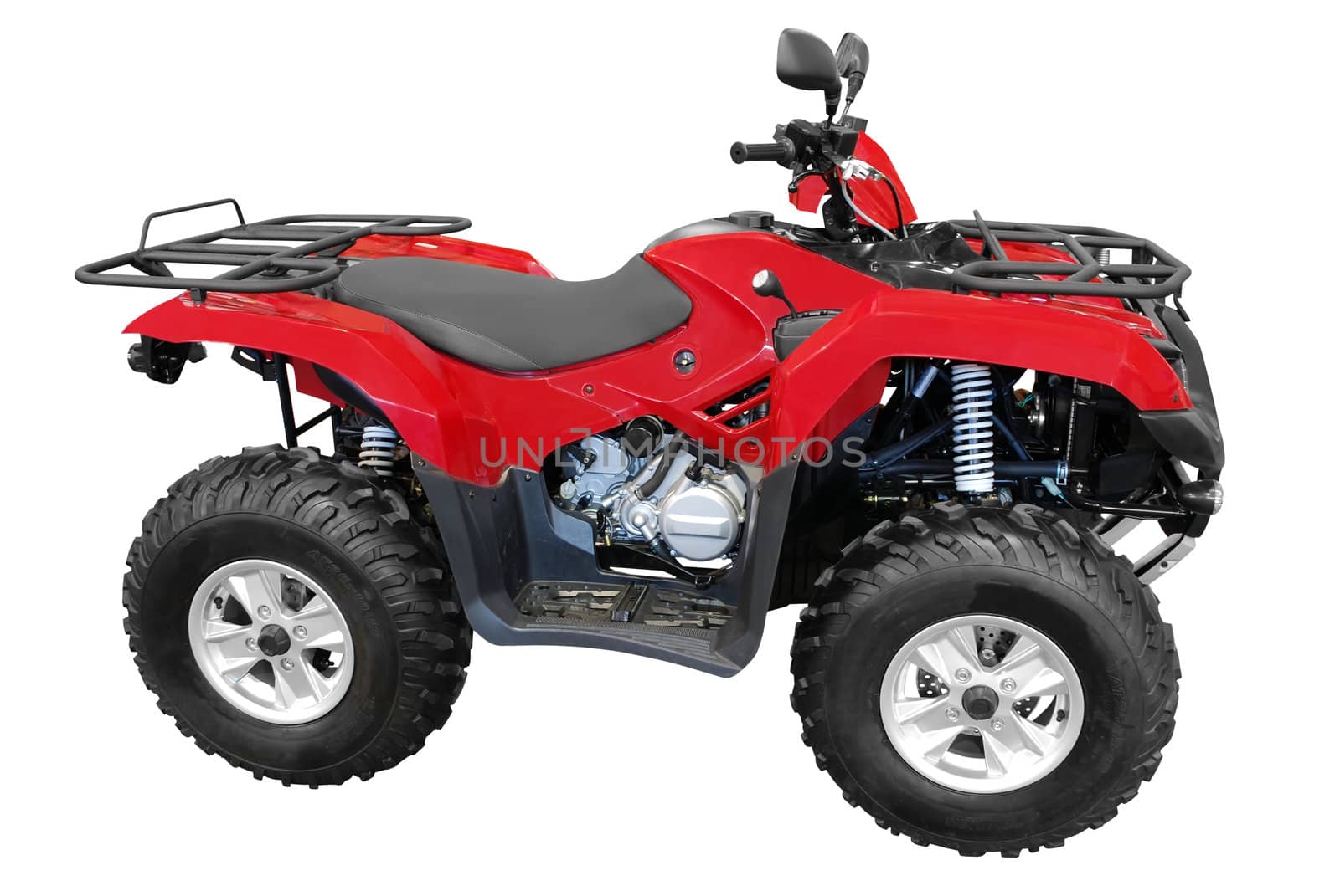 Red atv quad-bike isolated on white