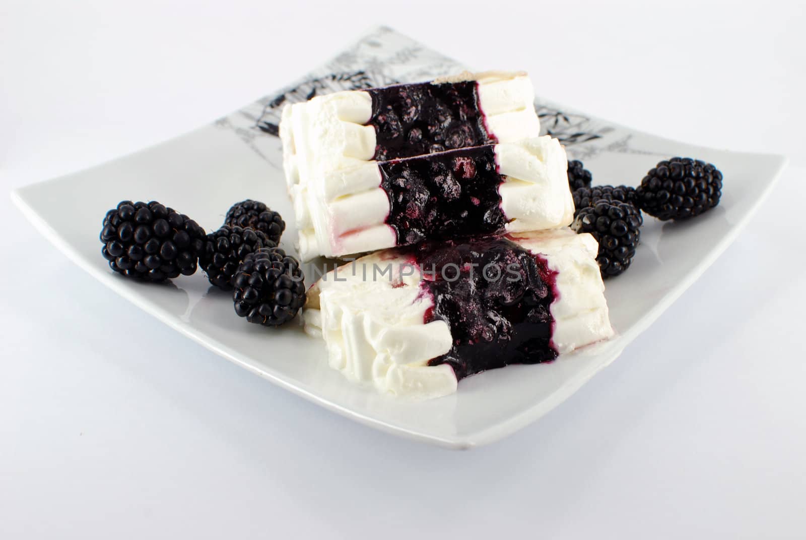 Ice cream with blackberry dessert