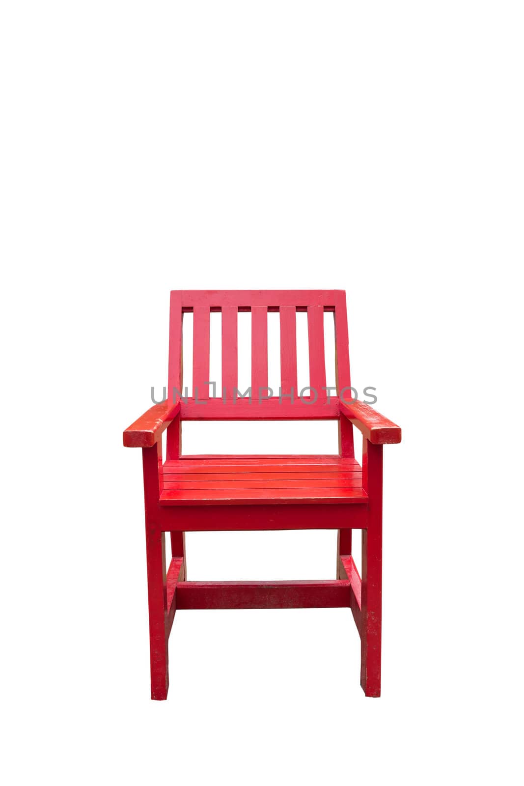 Isolated red wooden chair.