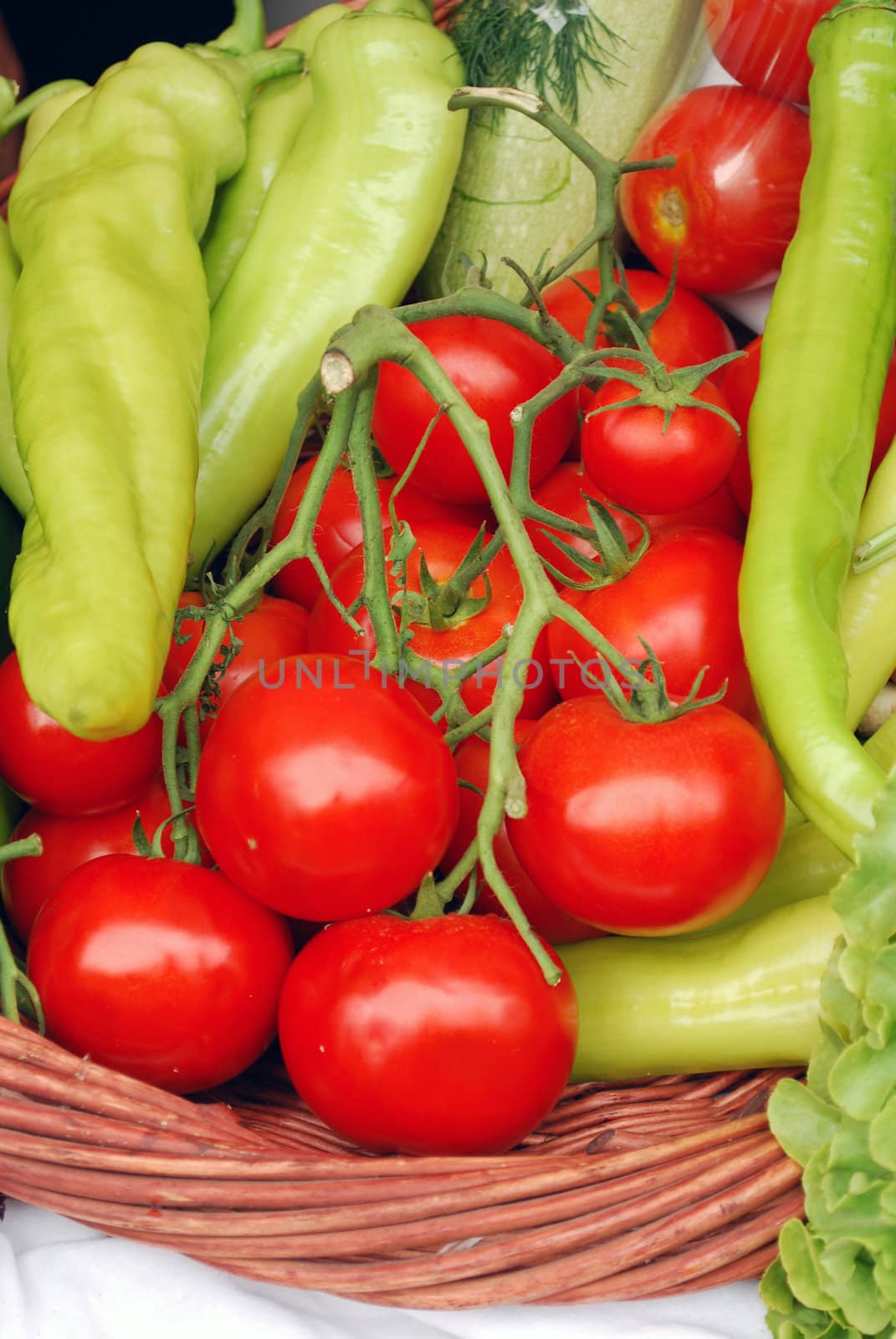 Fresh different vegetables tomato pepper