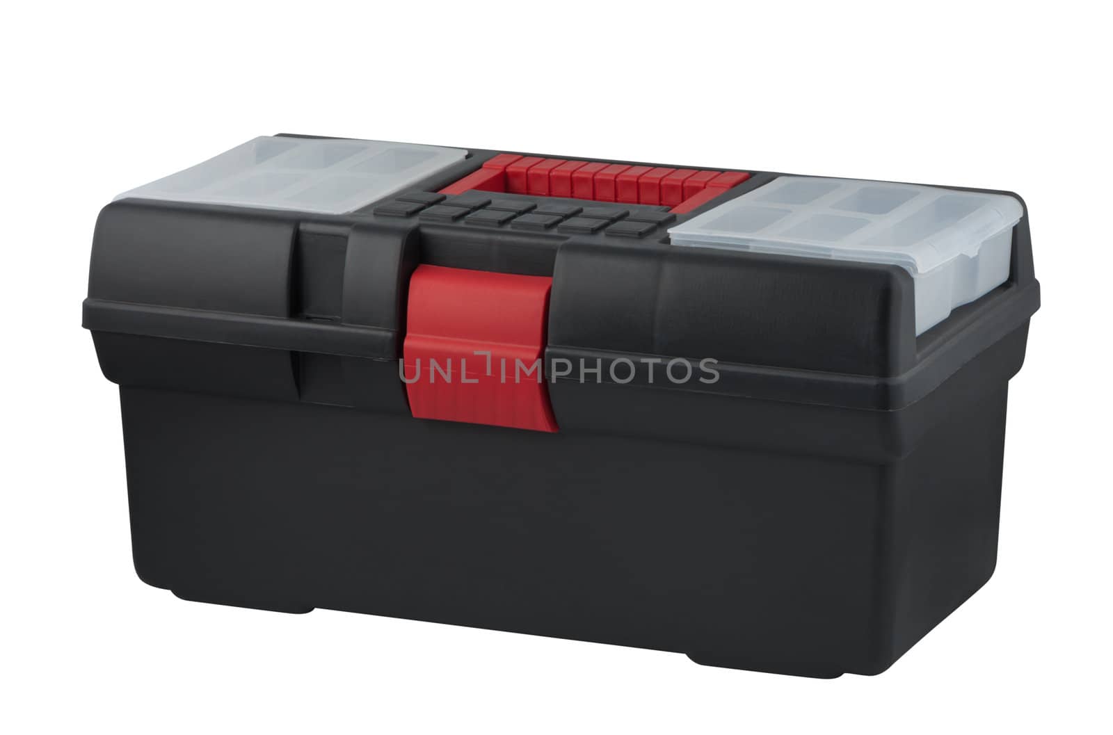 Plastic case for tool storage isolated on white background, clipping path.