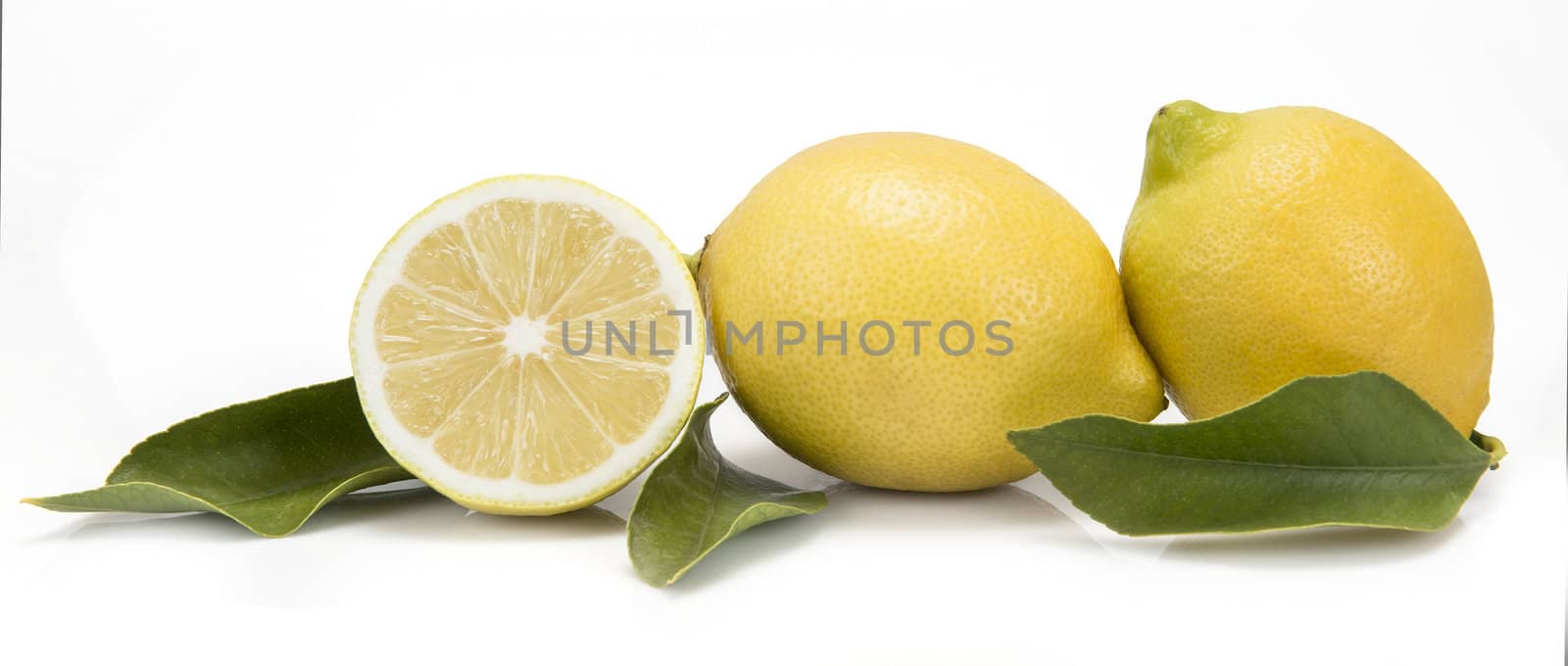 Fresh lemons isolated on a white background