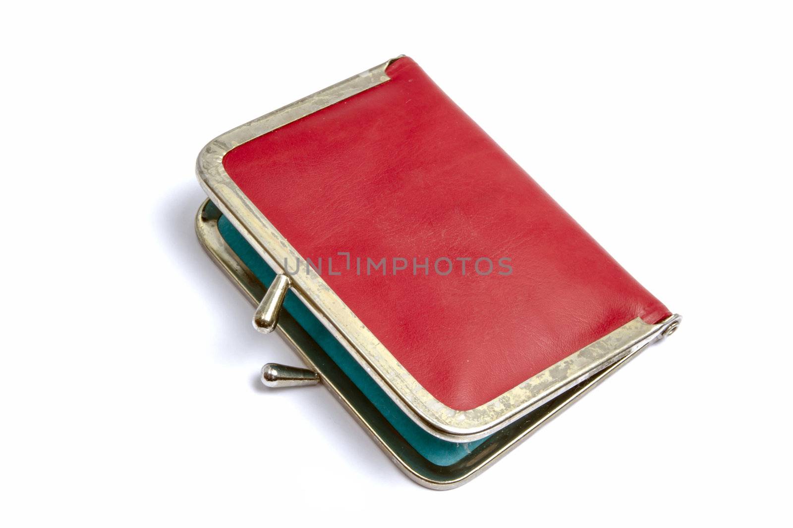 Old purse isolated on white background