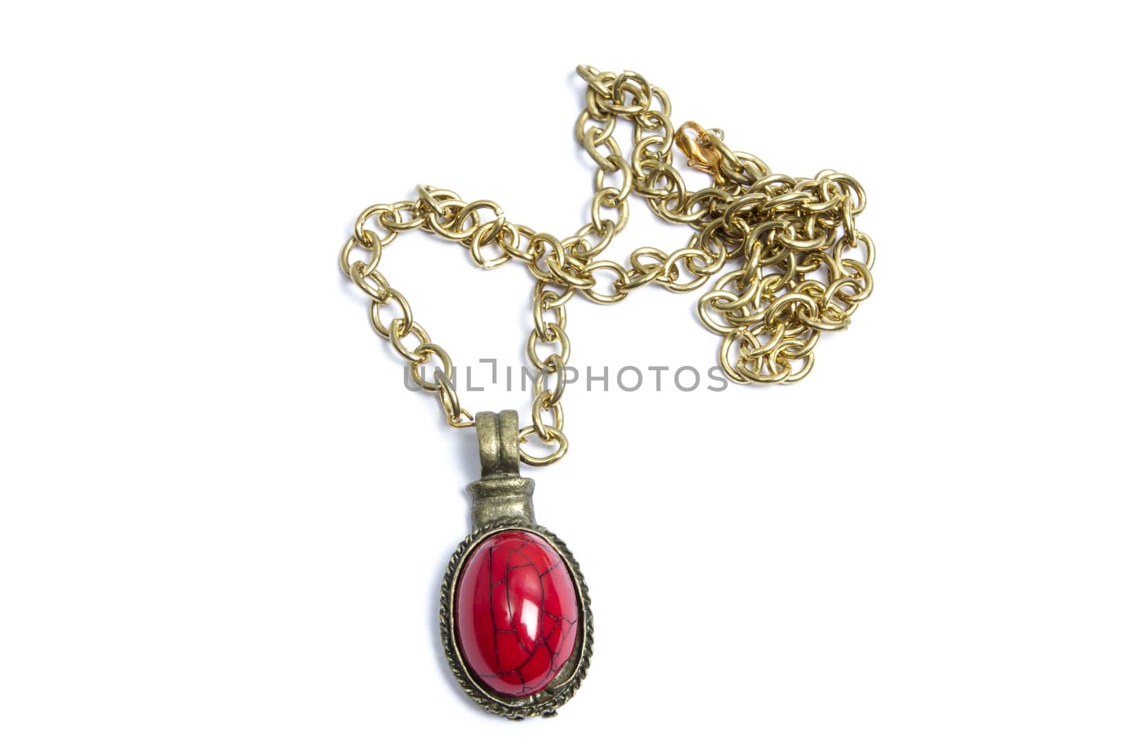 Retro necklace and pendant isolated on white 