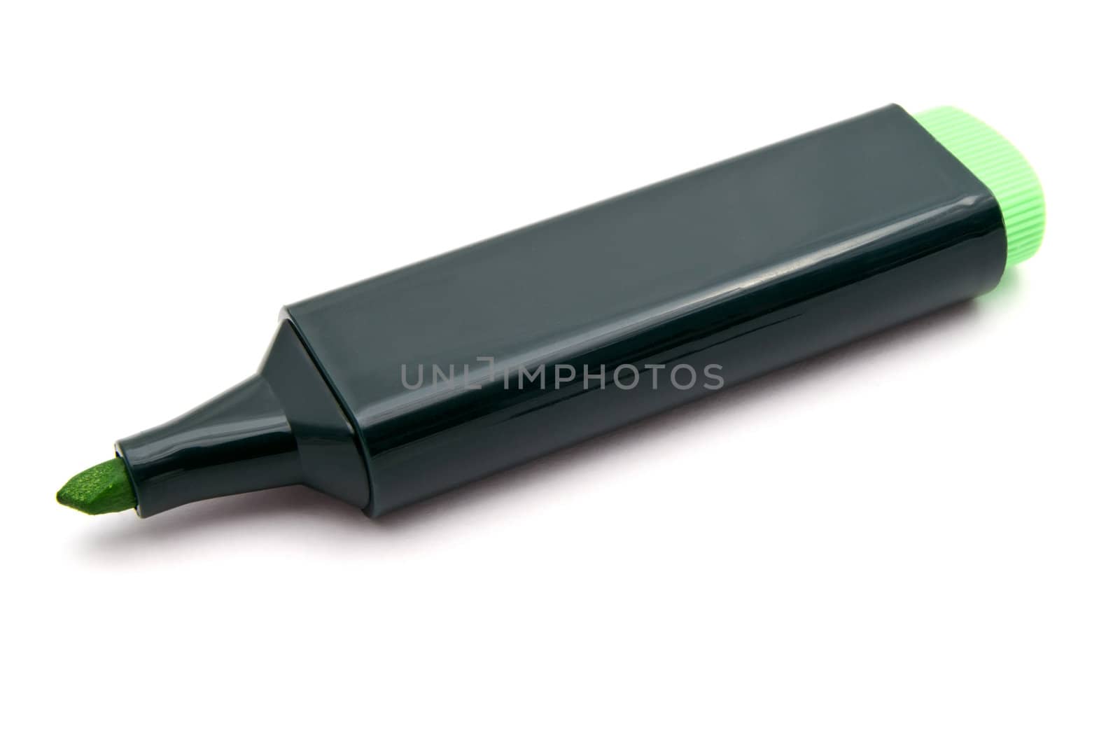 Green highlighter isolated on white background 
