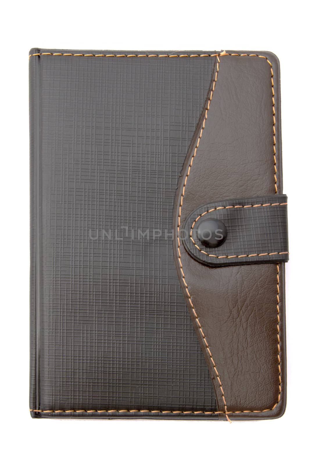 Black notebook isolated on white background 
