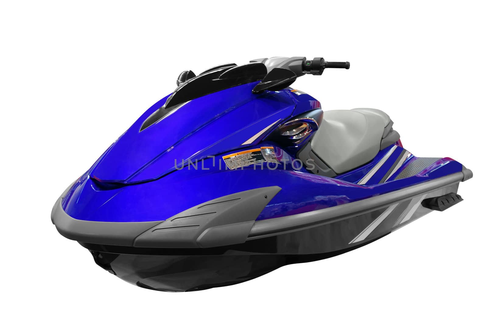 Front view of blue jet-ski isolated