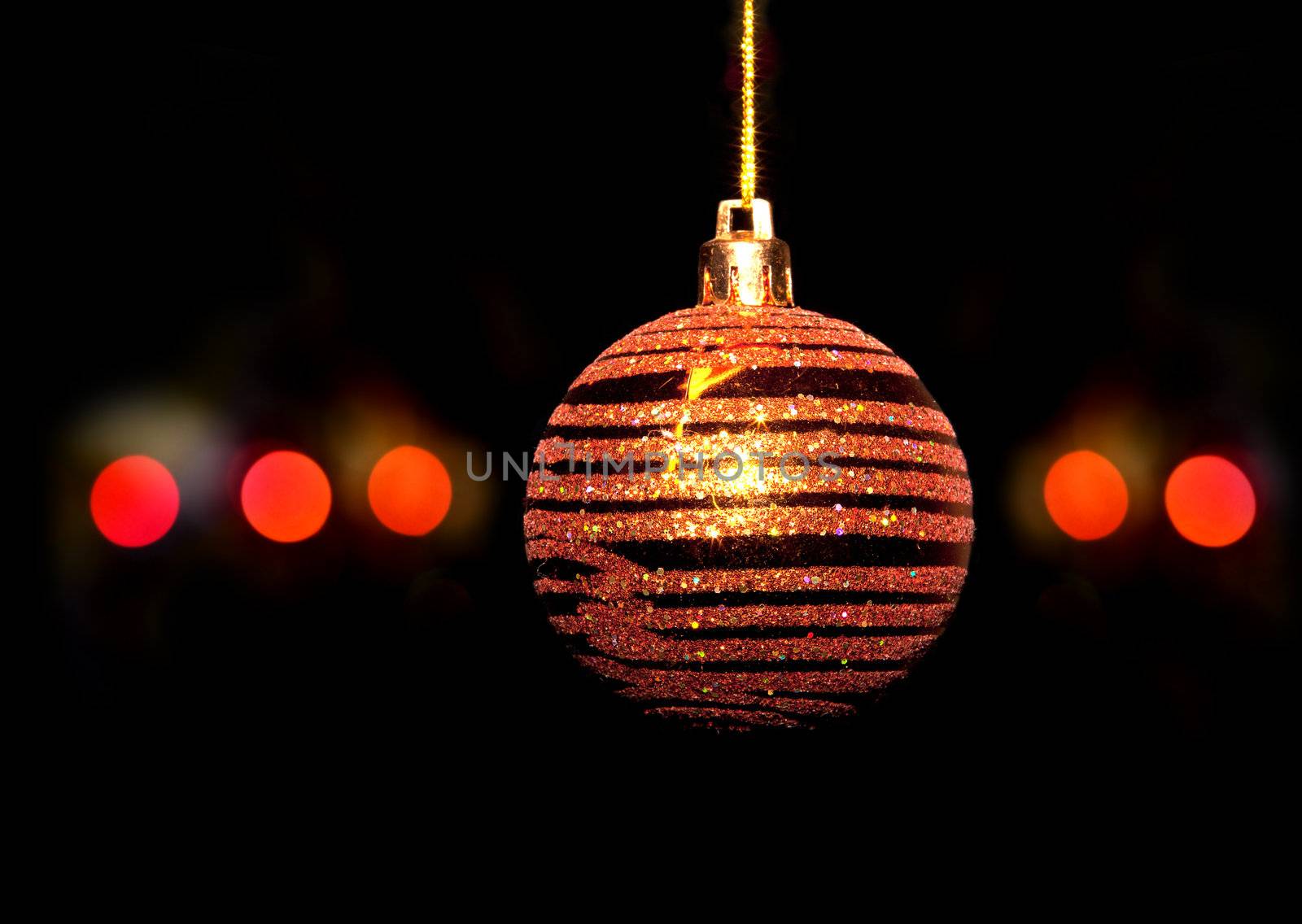 Christmas tree decorations balls baubles isolated on black background