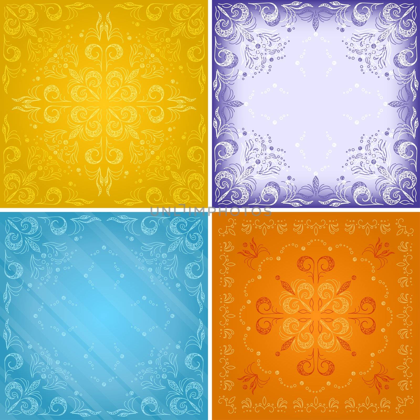 Set abstract colorful different graphic floral backgrounds